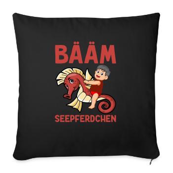 BÄÄM Seepferdchen Frühschwimmer - Sofakissenbezug 45 x 45 cm - Schwarz - Vorne