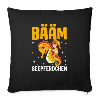 BÄÄM Seepferdchen bestanden Schwimmkurs - Sofakissenbezug 45 x 45 cm - Schwarz - Vorne