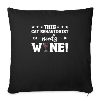 Ce comportementaliste félin a besoin de chats de vin - Housse de coussin décorative 45 x 45 cm - noir - Devant