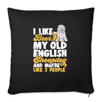Old English Sheepdog Sheepie Bobtail - Sofa pillowcase 17,3'' x 17,3'' (45 x 45 cm) - black - Front