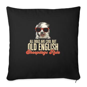 Old English Sheepdog Sheepie Bobtail - Sofa pillowcase 17,3'' x 17,3'' (45 x 45 cm) - black - Front