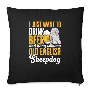 Old English Sheepdog Sheepie Bobtail - Sofa pillowcase 17,3'' x 17,3'' (45 x 45 cm) - black - Front