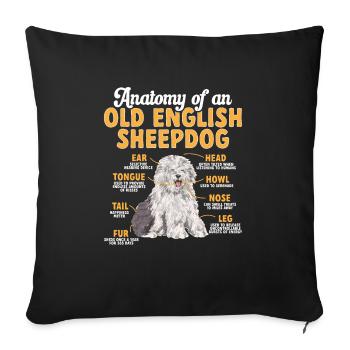 Old English Sheepdog Sheepie Bobtail - Sofa pillowcase 17,3'' x 17,3'' (45 x 45 cm) - black - Front