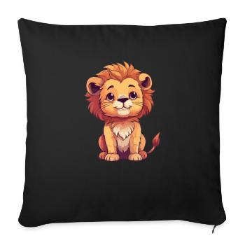 Animal Lover - Cute Animal Graphic - Lion - Sofa pillowcase 17,3'' x 17,3'' (45 x 45 cm) - black - Front