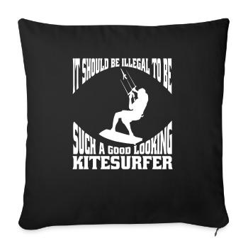 Planche à voile Kitesurf Kitesurfers Windsurfers - Housse de coussin décorative 45 x 45 cm - noir - Devant