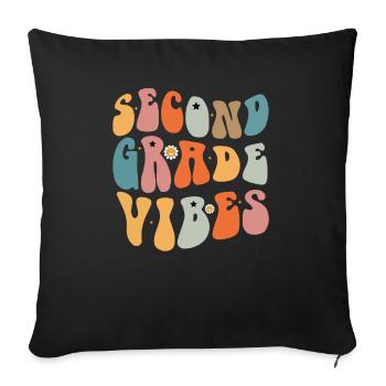 Second Grade Vibes Back To School Groovy School - Sofa pillowcase 17,3'' x 17,3'' (45 x 45 cm) - black - Front