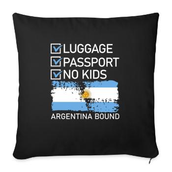 Luggage Passport No Kids Argentina Bound - Sofa pillowcase 17,3'' x 17,3'' (45 x 45 cm) - black - Front