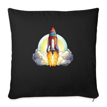 Illustration d’une fusée d’astronaute pour un petit espace - Housse de coussin décorative 45 x 45 cm - noir - Devant