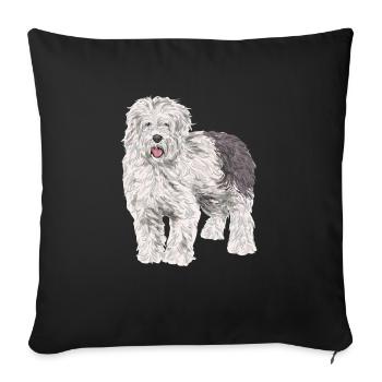 Vieux chien de berger anglais Sheepie Bobtail - Housse de coussin décorative 45 x 45 cm - noir - Devant