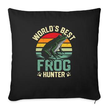 Worlds Best Frog Hunter Toad Amphibian Retro Herpe - Sofa pillowcase 17,3'' x 17,3'' (45 x 45 cm) - black - Front