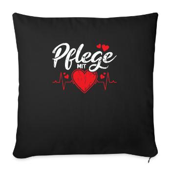 Pflege mit Herz - Gesundheit - Sofa pillowcase 17,3'' x 17,3'' (45 x 45 cm) - black - Front