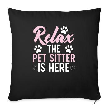 Pet Sitting Pet Lover Dog Walking Dog Sitter - Housse de coussin décorative 45 x 45 cm - noir - Devant