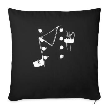 Chef Costume Cuillère Fourchette Cuisine Culinaire - Housse de coussin décorative 45 x 45 cm - noir - Devant