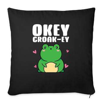 Okey Croakey Cute Amphibian Herpetologist Frog Lov - Sofakissenbezug 45 x 45 cm - Schwarz - Vorne
