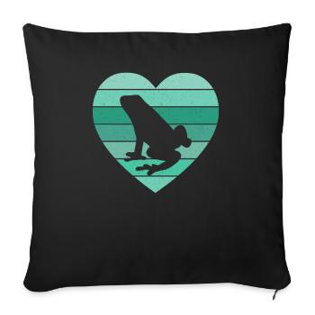 Retro Herpetologist Amphibian Frog Vintage Heart - Sofa pillowcase 17,3'' x 17,3'' (45 x 45 cm) - black - Front
