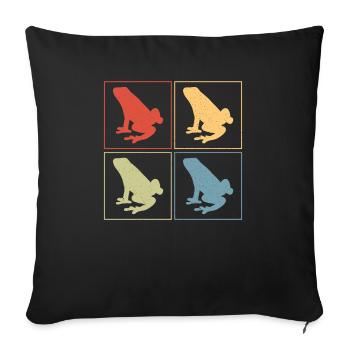 Retro Frog Lover Herpetologist Toad Vintage - Sofa pillowcase 17,3'' x 17,3'' (45 x 45 cm) - black - Front