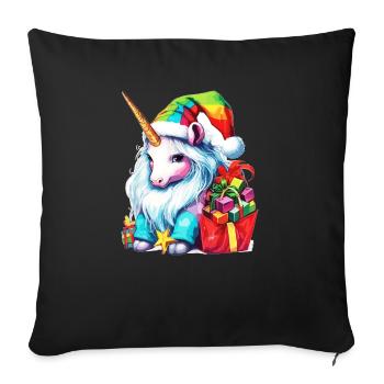 Einhorn-Weihnachtsdesign für Kinder und Erwachsene - Sofakissenbezug 45 x 45 cm - Schwarz - Vorne
