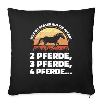 Was ist besser als ein Pferd? 2 Pferde, 3 Pferde, - Sofakissenbezug 45 x 45 cm - Schwarz - Vorne