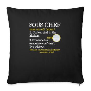 Sous-Chef Définition Funny Cooking Term Chef - Housse de coussin décorative 45 x 45 cm - noir - Devant