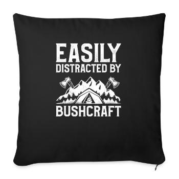 Facilement distrait par le camping de survie en bateau - Housse de coussin décorative 45 x 45 cm - noir - Devant
