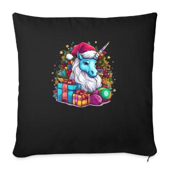 Cute Unicorn Magical Christmas for Kids - Sofa pillowcase 17,3'' x 17,3'' (45 x 45 cm) - black - Front