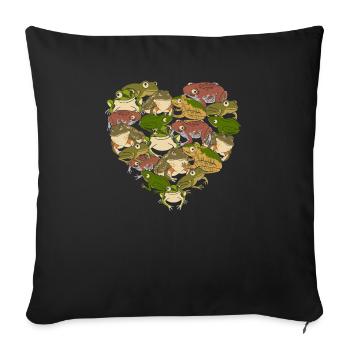 Coeur Forme Grenouille Herpétologiste Crapaud Amant Amphibie - Housse de coussin décorative 45 x 45 cm - noir - Devant