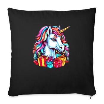 Einhorn Motto Weihnachtsfeier - Niedliches Einhorn - Sofakissenbezug 45 x 45 cm - Schwarz - Vorne