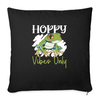 Amphibian Toad Frog Enthusiast Hoppy Vibes Only - Housse de coussin décorative 45 x 45 cm - noir - Devant