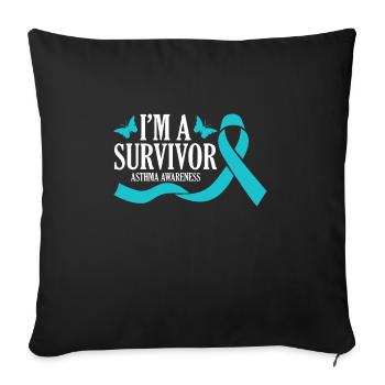 Support Asthma Awareness Month I - Sofa pillowcase 17,3'' x 17,3'' (45 x 45 cm) - black - Front