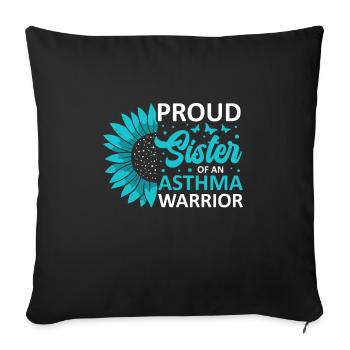 Proud sister of an asthma warrior - Sofa pillowcase 17,3'' x 17,3'' (45 x 45 cm) - black - Front