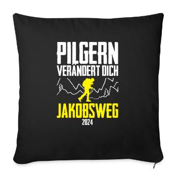 Jakobsweg Für Pilger Wanderer Pilgerweg Camino de - Sofakissenbezug 45 x 45 cm - Schwarz - Vorne