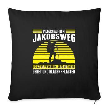 Jakobsweg Für Pilger Wanderer Pilgerweg Camino de - Sofakissenbezug 45 x 45 cm - Schwarz - Vorne