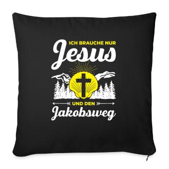 Jakobsweg Für Pilger Wanderer Pilgerweg Camino de - Sofakissenbezug 45 x 45 cm - Schwarz - Vorne