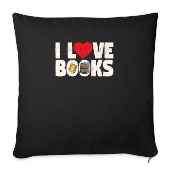 Ich liebe Bücher Lustige Bibliothek Lesen Buch - Sofakissenbezug 45 x 45 cm - Schwarz - Vorne
