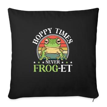 Retro Herpetologist Toad Funny Hoppy Times Never F - Sofa pillowcase 17,3'' x 17,3'' (45 x 45 cm) - black - Front