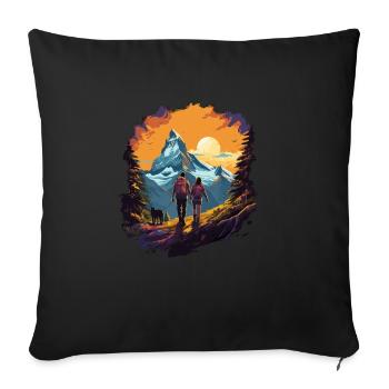Zermatt, Matterhorn, Matterhorn mountain, hiker - Sofa pillowcase 17,3'' x 17,3'' (45 x 45 cm) - black - Front