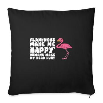 Funny flamingo - Sofa pillowcase 17,3'' x 17,3'' (45 x 45 cm) - black - Front