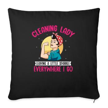 Aide domestique, femme de ménage, femme de ménage - Housse de coussin décorative 45 x 45 cm - noir - Devant