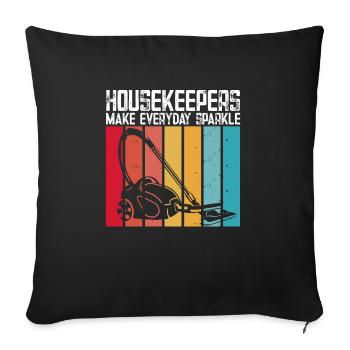 Aide domestique, femme de ménage, femme de ménage - Housse de coussin décorative 45 x 45 cm - noir - Devant