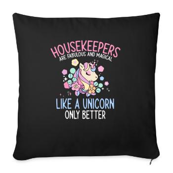 Aide domestique, femme de ménage, femme de ménage - Housse de coussin décorative 45 x 45 cm - noir - Devant