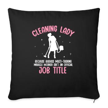 Aide domestique, femme de ménage, femme de ménage - Housse de coussin décorative 45 x 45 cm - noir - Devant
