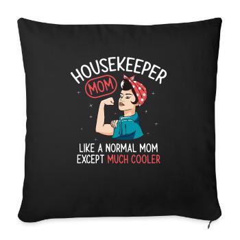 Aide domestique, femme de ménage, femme de ménage - Housse de coussin décorative 45 x 45 cm - noir - Devant