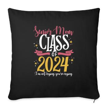 Proud Mama Senior Mom Class of 2024 Funny - Housse de coussin décorative 45 x 45 cm - noir - Devant