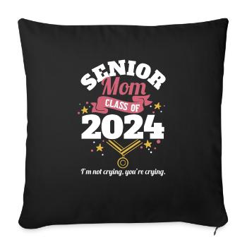 Classe de maman senior de 2024 Fête de remise des diplômes amusante - Housse de coussin décorative 45 x 45 cm - noir - Devant
