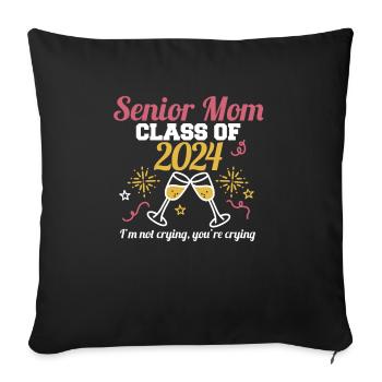 Senior Mom Class of 2024 Proud Mama Of A Graduate - Housse de coussin décorative 45 x 45 cm - noir - Devant