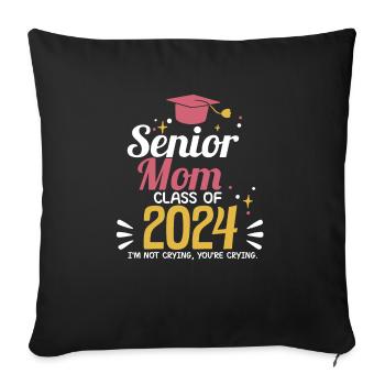 Proud Mama Senior Mom Class of 2024 Funny - Housse de coussin décorative 45 x 45 cm - noir - Devant