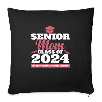 Proud Mama Senior Mom Class of 2024 Funny - Housse de coussin décorative 45 x 45 cm - noir - Devant