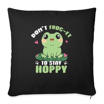 Crapaud Mignon Amphibien Cool Don’t Frog Et To Stay Hop - Housse de coussin décorative 45 x 45 cm - noir - Devant