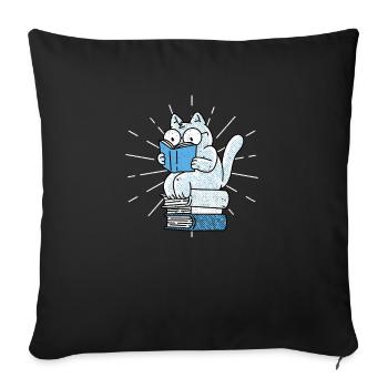 Reading Cat Funny Book Lover Cats - Sofa pillowcase 17,3'' x 17,3'' (45 x 45 cm) - black - Front