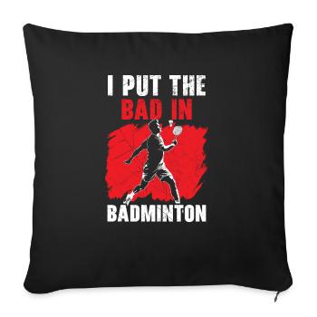 Shuttlecock Badminton Player Smash Racquet Sports - Sofa pillowcase 17,3'' x 17,3'' (45 x 45 cm) - black - Front